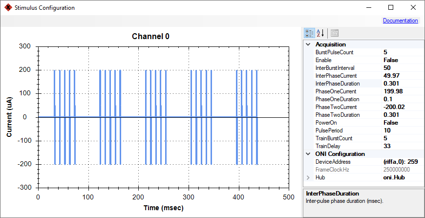 The ElectricalStimulationDevice configuration GUI